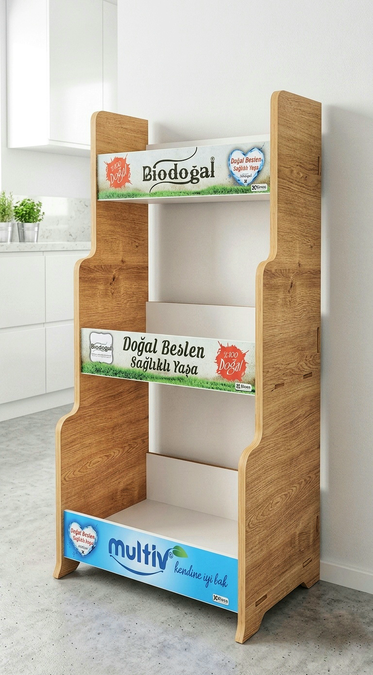 Ahşap Stand 3 Raflı